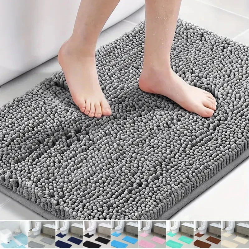 3PCS Bathroom Home Bathtub Carpet Set, Solid Color Non-Slip Bathroom Carpet, Toilet U-Shaped Mat, Can Be Cleaned And Easy To Dry