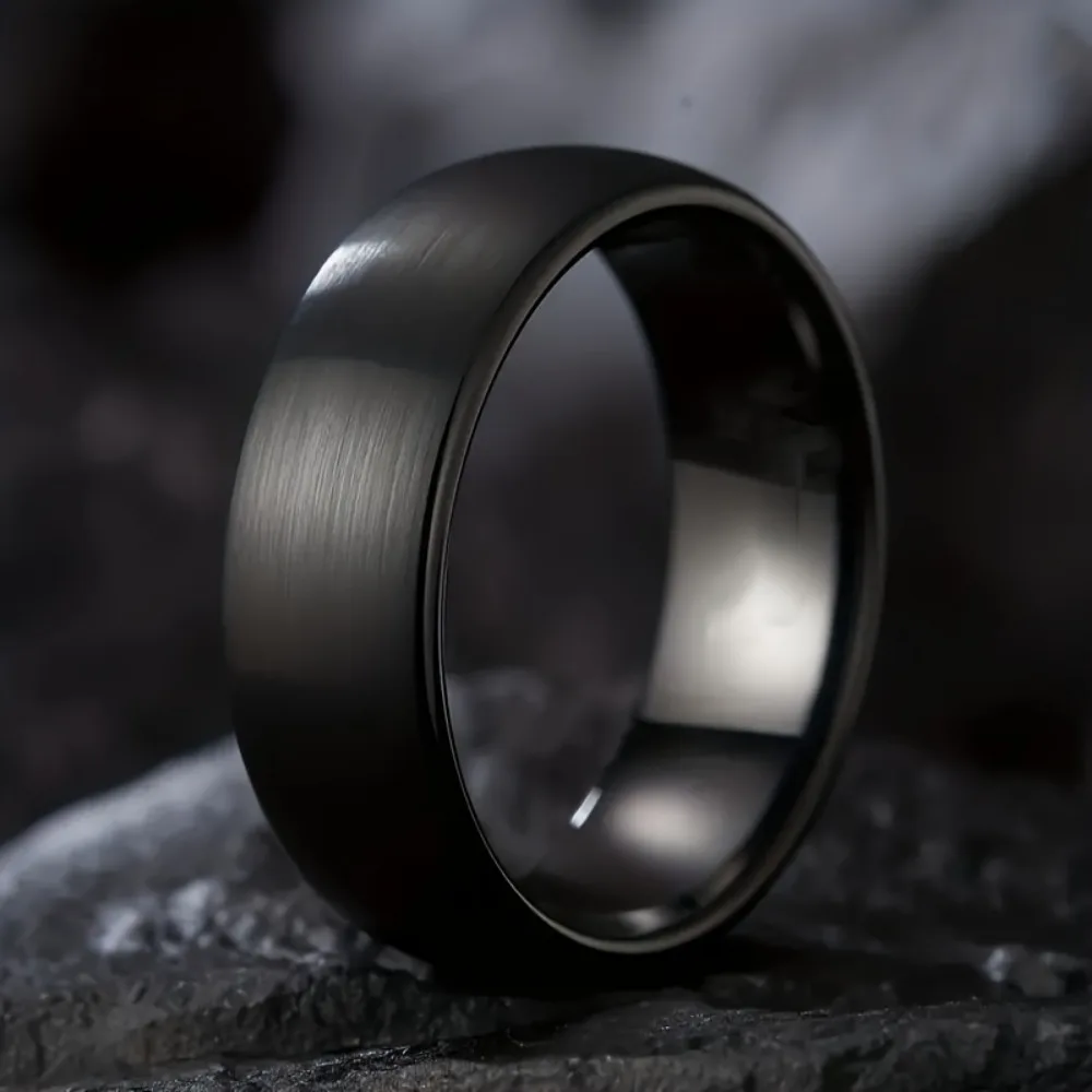 8Mm Black Stainless Steel Men'S Ring - Comfort Fit, Durable Perfect For Teens & Adults Stainless Steel Rings For Men