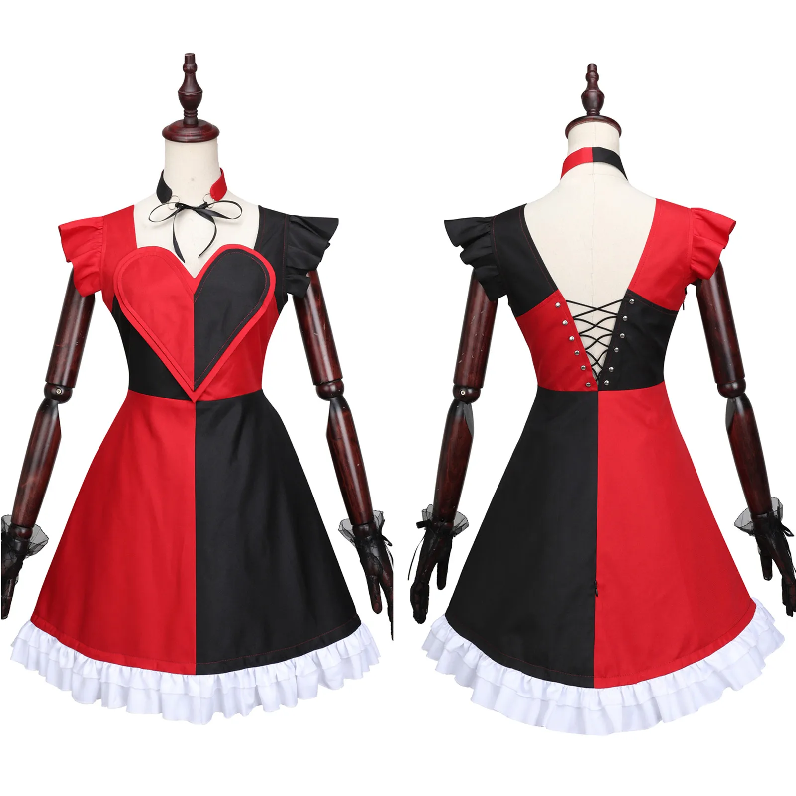 Valentione Rose Cosplay Costume Full Set Dress with Gloves Socks Tifa Lockhart Halloween Carnival Outfits for Women Girls