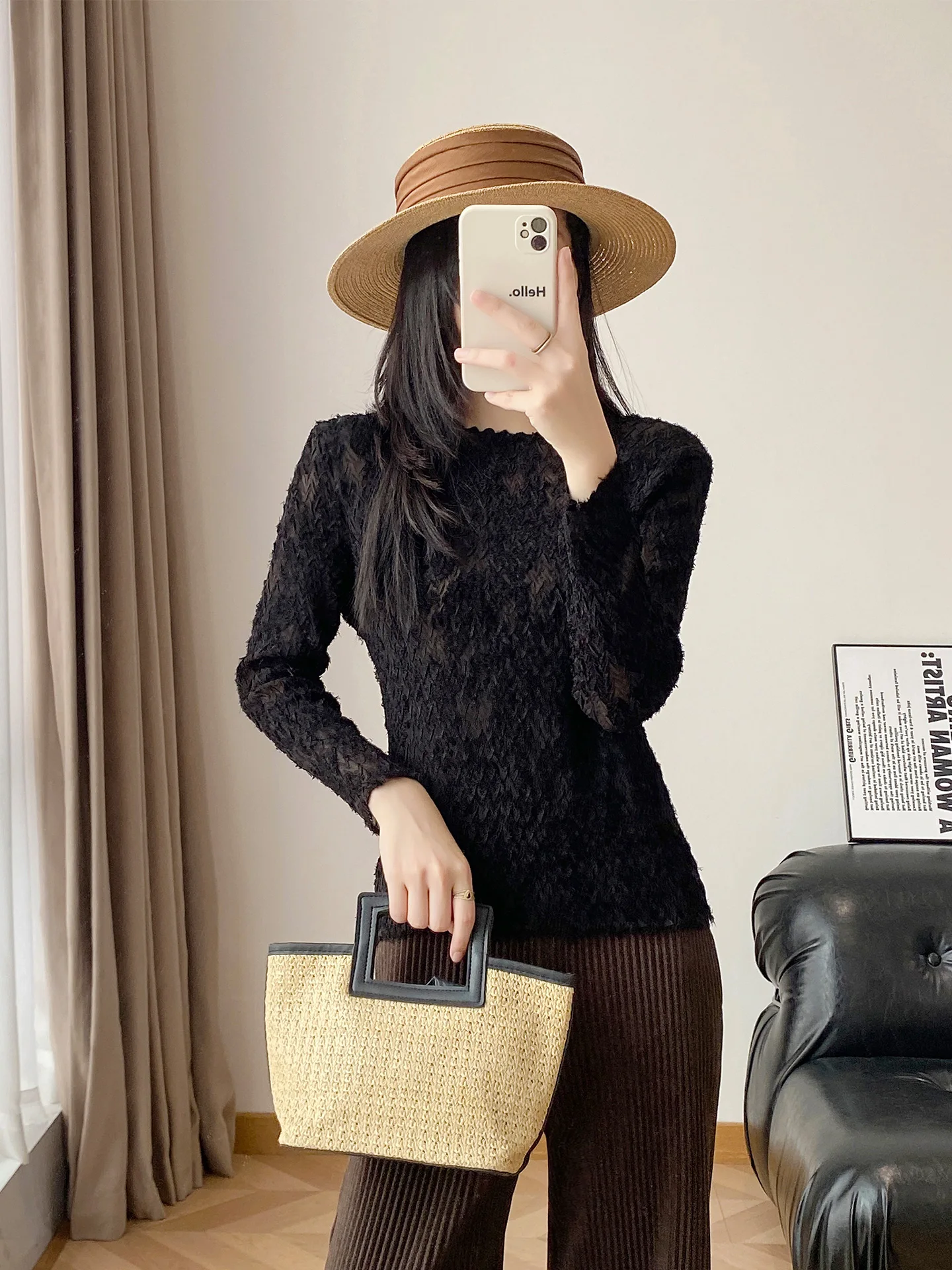 women's-lace-base-shirt-spring-autumn-heavy-embroidery-hook-flower-slimming-top-layered-long-sleeve-round-neck-regular-length