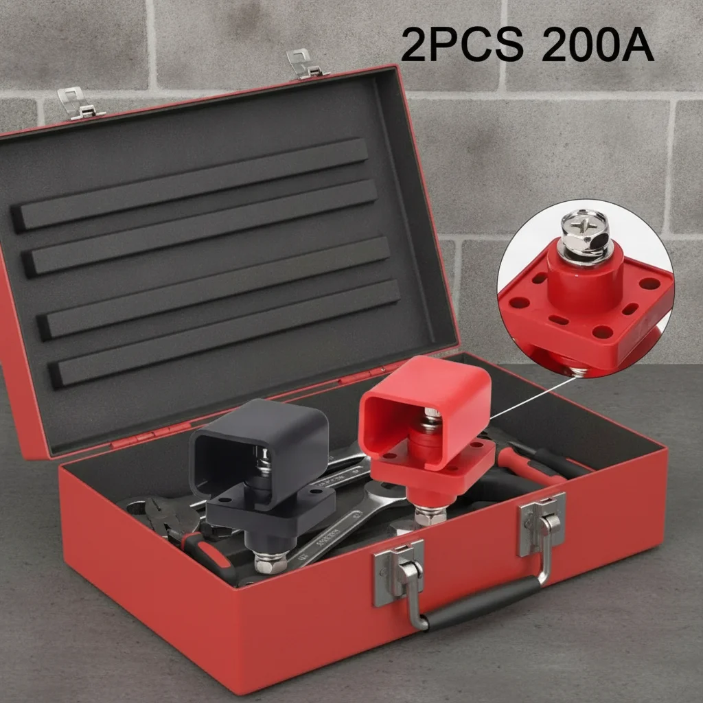 2Pcs 200A Lithium Battery Terminal Block Energy Inverter All-Copper Battery Storage Terminal Connector Easy To Install Safe