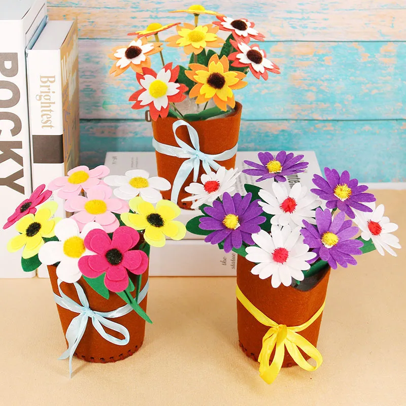 

DIY Flower Toys Montessori Arts Crafts Non-weaving Handicrafts Flowerpot Toys for Kid Gift Early Preschool Teacher Gift