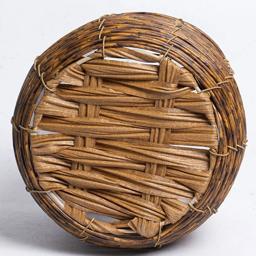 

1pc Rattan Woven Fruit Basket Large Capacity Storage Organizer For Kitchen Countertop Desktop Sundries Holding Container