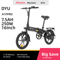 DYU A1F Pro E-bike Folding 250W Brushless Motor 36V7.5AH Lithium Battery Electric Bicycle Adult 16 Inch Tire Mini Electric Bike