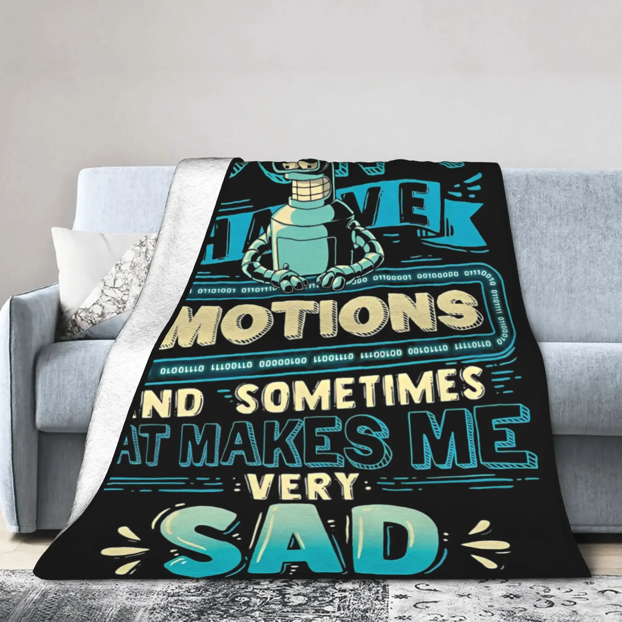

Плед Bendered Emotions Sad Blanket с мультяшным забавным рисунком, фланелевый, для путешествий на самолете, легкое покрывало, многофункциональное использование