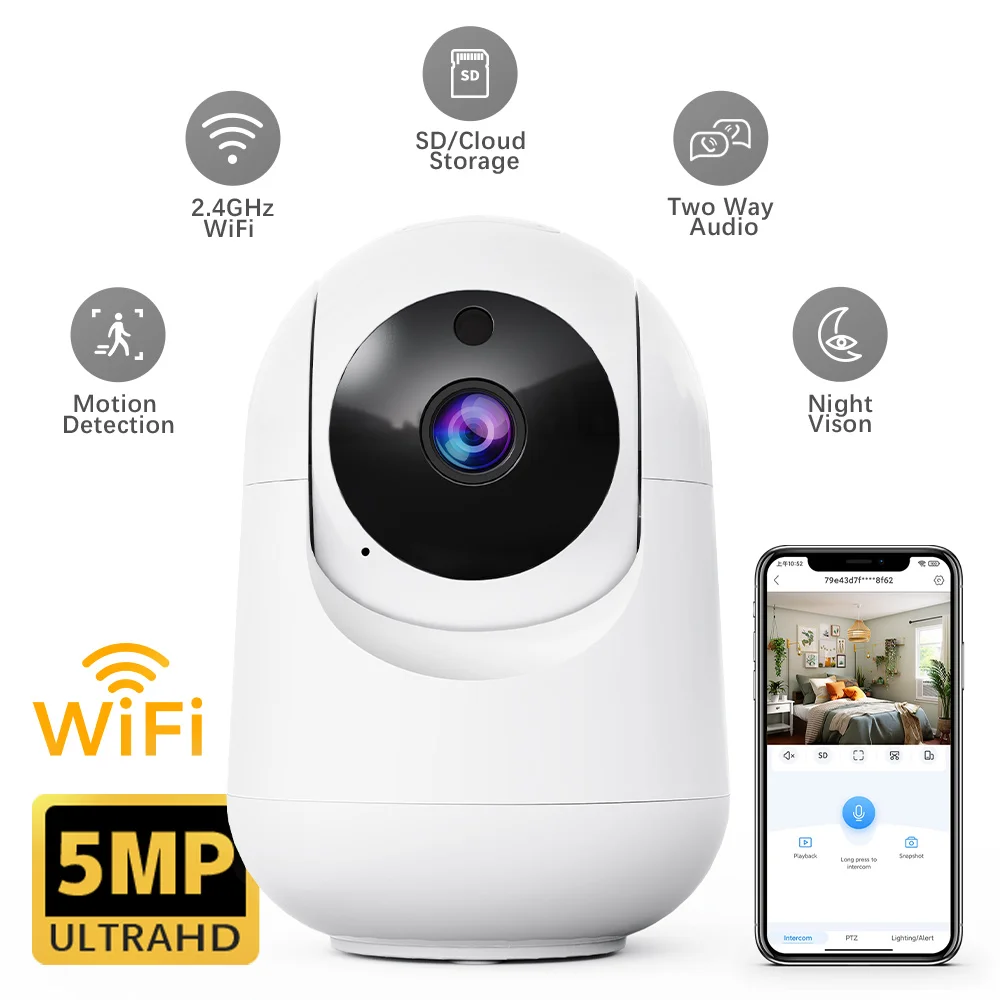 5MP3MP WiFi 카메라 스마트 홈 실내 무선 IP 감시 카메라 AI 감지 자동 추적 보안 베이비 모니터