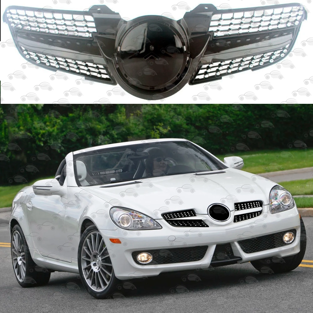 Front Racing Billet Bumper Grille Upper Cover For Mercedes-Benz R171 SLK-Class SLK200 230 SLK280 SLK300 SLK320 SLK350 2008-2010