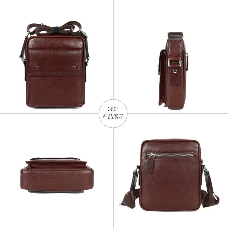 Simple commuting crossbody bag, men's leather large capacity shoulder bag, casual men's bag, portable SAC