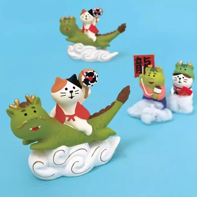 Creative Gift DIY Decoration INS Miniature Scene Props for Japanese Cat Dragon Year New Year Resin Small Decorations