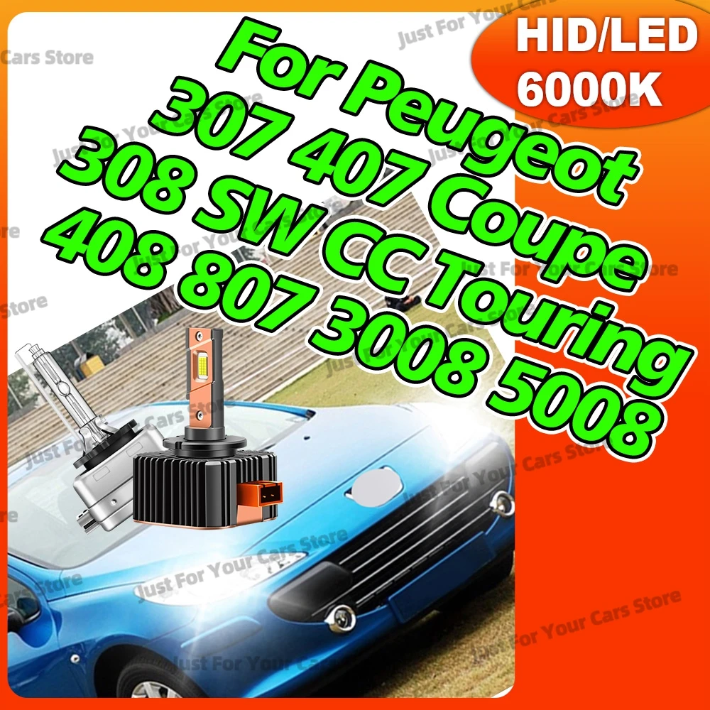 

2x 6000K 12V HID/LED Headlight Bulbs 6000K D1S For Peugeot 307 407 Coupe 308 SW CC Touring 2007-2012 408 3008 5008 807 2002-2010