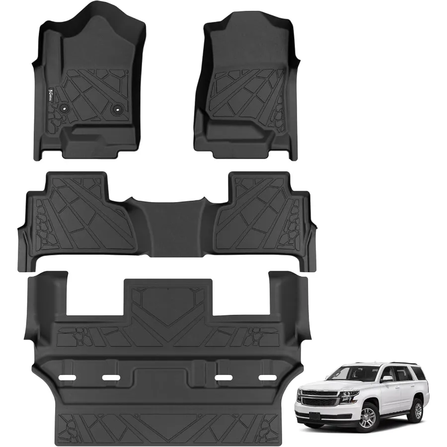 

Напольные вкладыши AllWeather TPE Custom Fit для Chevy Tahoe и GMC Yukon 20152020 гг., не для XL с 2-мя рядными сиденьями-ковшами, 7 мест Durab
