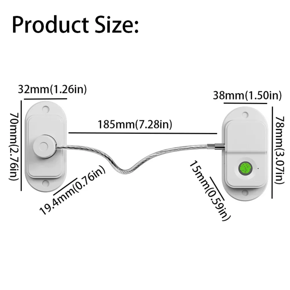 

Stainless Steel Cable Rechargeable Fingerprint Lock Intelligent Limit Security Protection Cabinet Lock Fingerprint Recognition