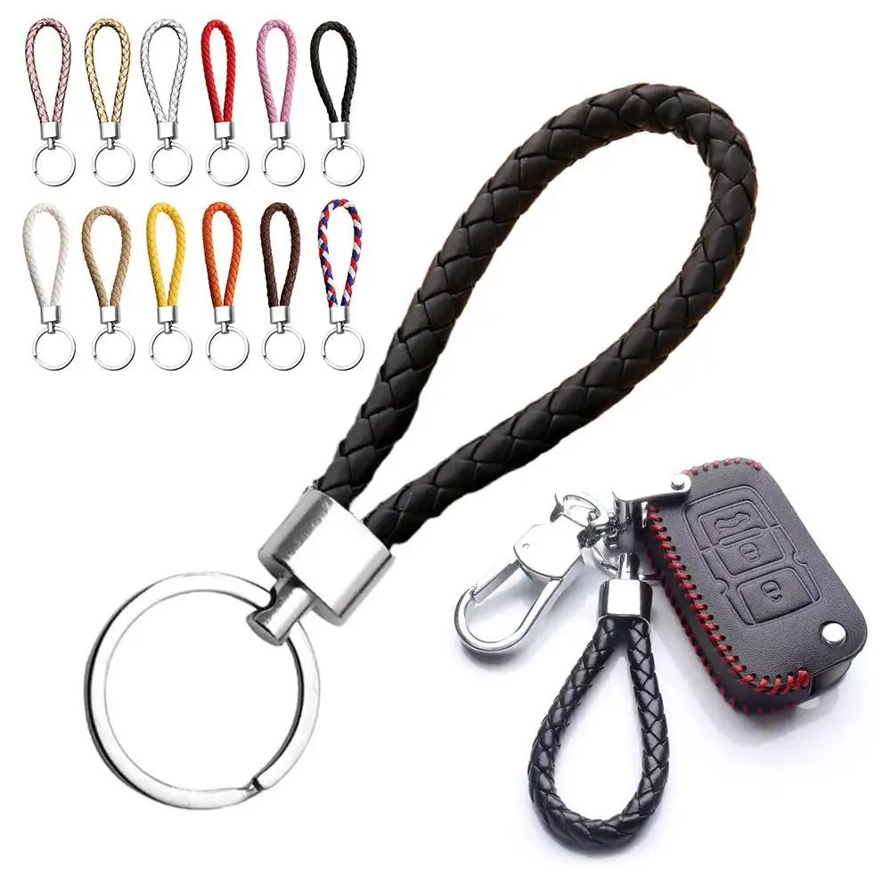 PU Leather Keychain & Lanyard, Multifunctional Key Organizer Holder with Metal Hook,Colorful Portable Key Ring for Car Keys
