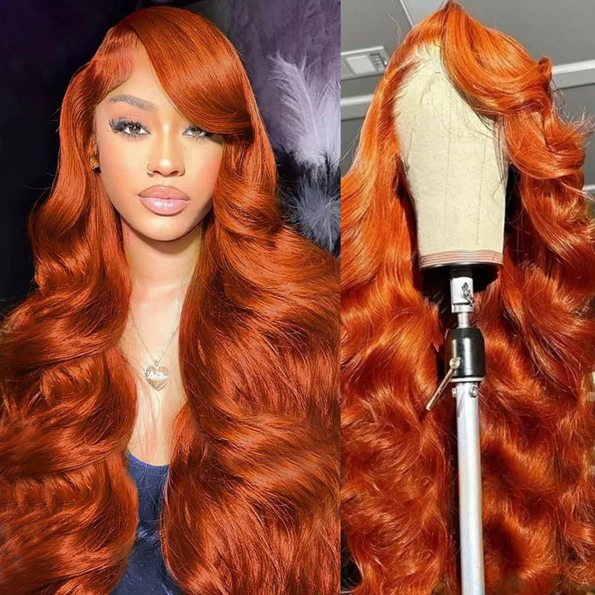 Pelucas delanteras de encaje de jengibre, cabello humano ondulado 13x4 13X4 HD, pelucas frontales de encaje transparente prearrancadas para mujeres negras, Remy de 30 pulgadas