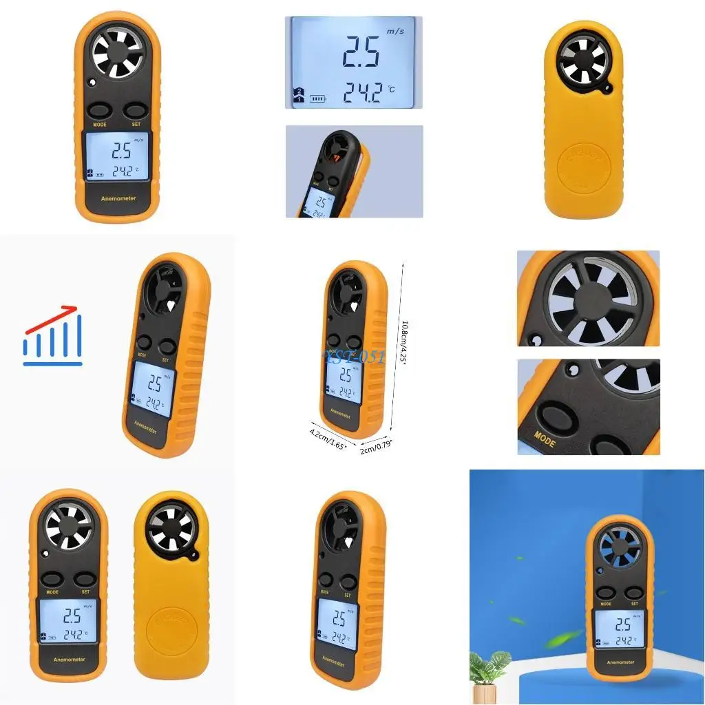 

E15A 2-in-1 Hand-Held Anemometer Measuring Air Conditioning Outdoor Temperature Volume Tester Meter