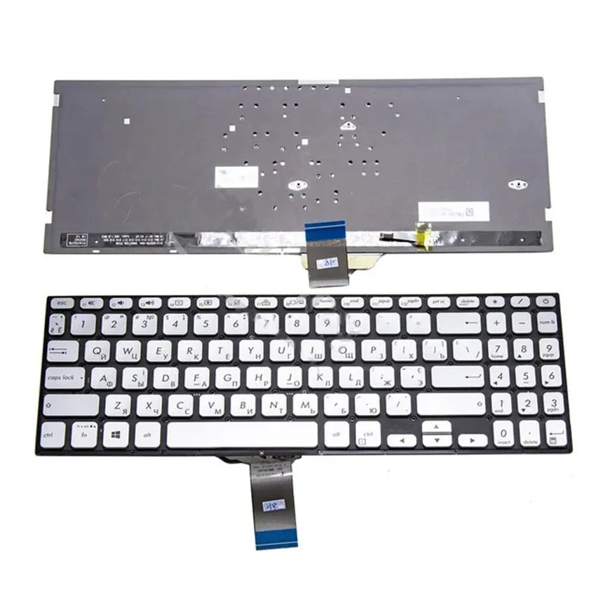 

Keyboard For ASUS vivobook S530 S15 S530U S530F S530FA S530FN X530M X530 Silver with backlit No frame RU Russian Layout