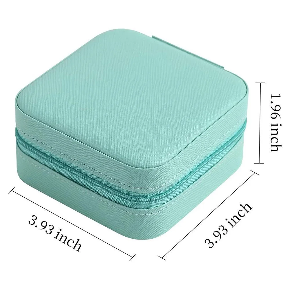 حقيبة مجوهرات محمولة للسفر من جلد البولي يوريثان منظم للخواتم والأقراط والقلائد صندوق تخزين صغير للإكسسوارات