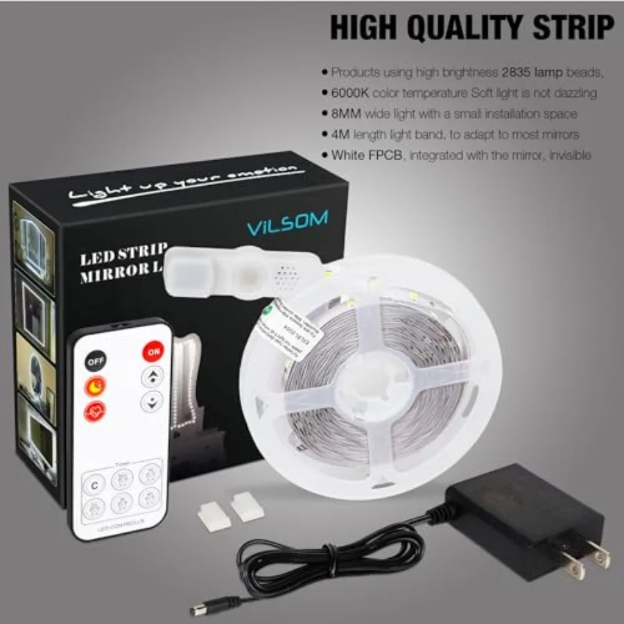 Led Vanity Mirror Lights Kit, 13ft/4M 240 LEDs Make-up Vanity Mirror Light for Vanity Makeup Table Set with Dimmer and Power Su