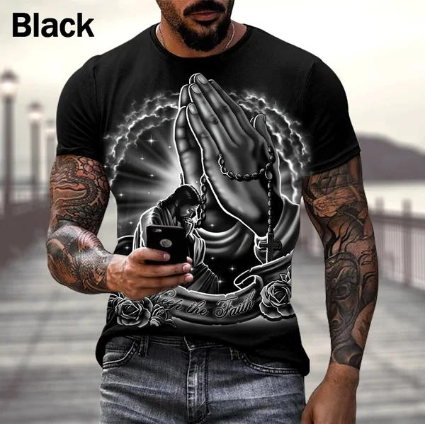 Men Women Christian Fashion 3D T Shirt Harajuku Jesus Cross Short Sleeve Streetwear Personality Tee