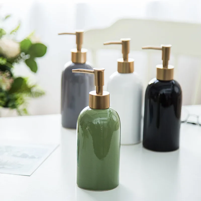 Simple Ceramic Soap Liquid Bottle Hand Sanitizer Bottle Solid Color Bathroom Creative Dispensing Bottle Squeeze Bottle