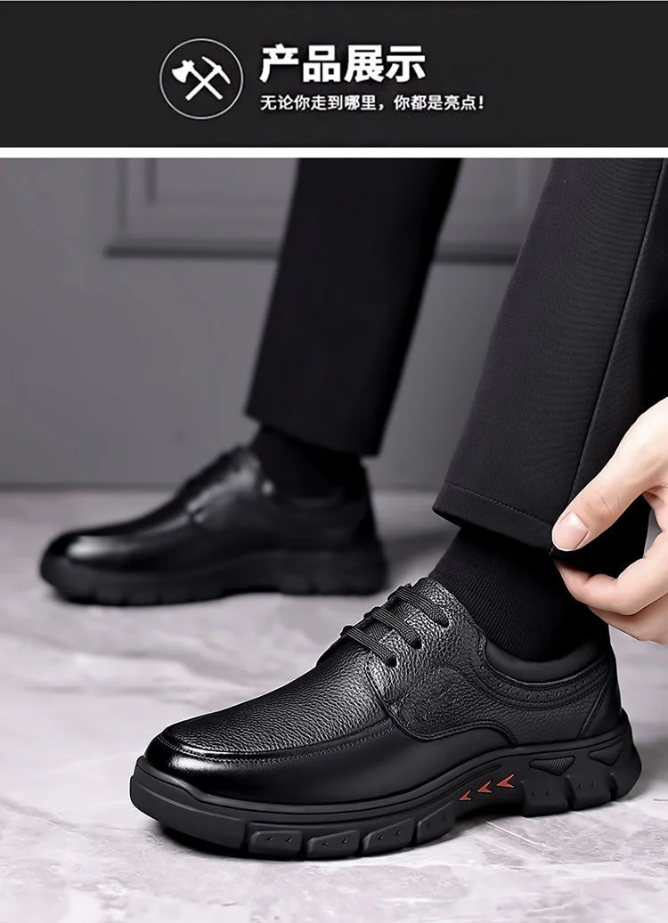 Herren Business-Schuhe mit weicher Sohle, rutschfest, strapazierfähig, Schnürschuhe aus Leder im britischen Stil, lässige, trendige Vater-Schuhe – Detail 14