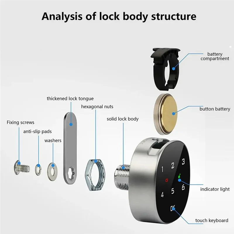 ABFN-Keyless Cabinet Lock Combination Lock Code-Enabled Smart Cabinet Lock Sensitive Touch Safe Household Cabinet Password