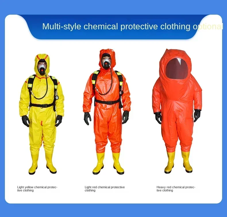 Fire and chemical protective clothing, fully enclosed, lightweight, gas resistant, sealed, acid and alkali resistant