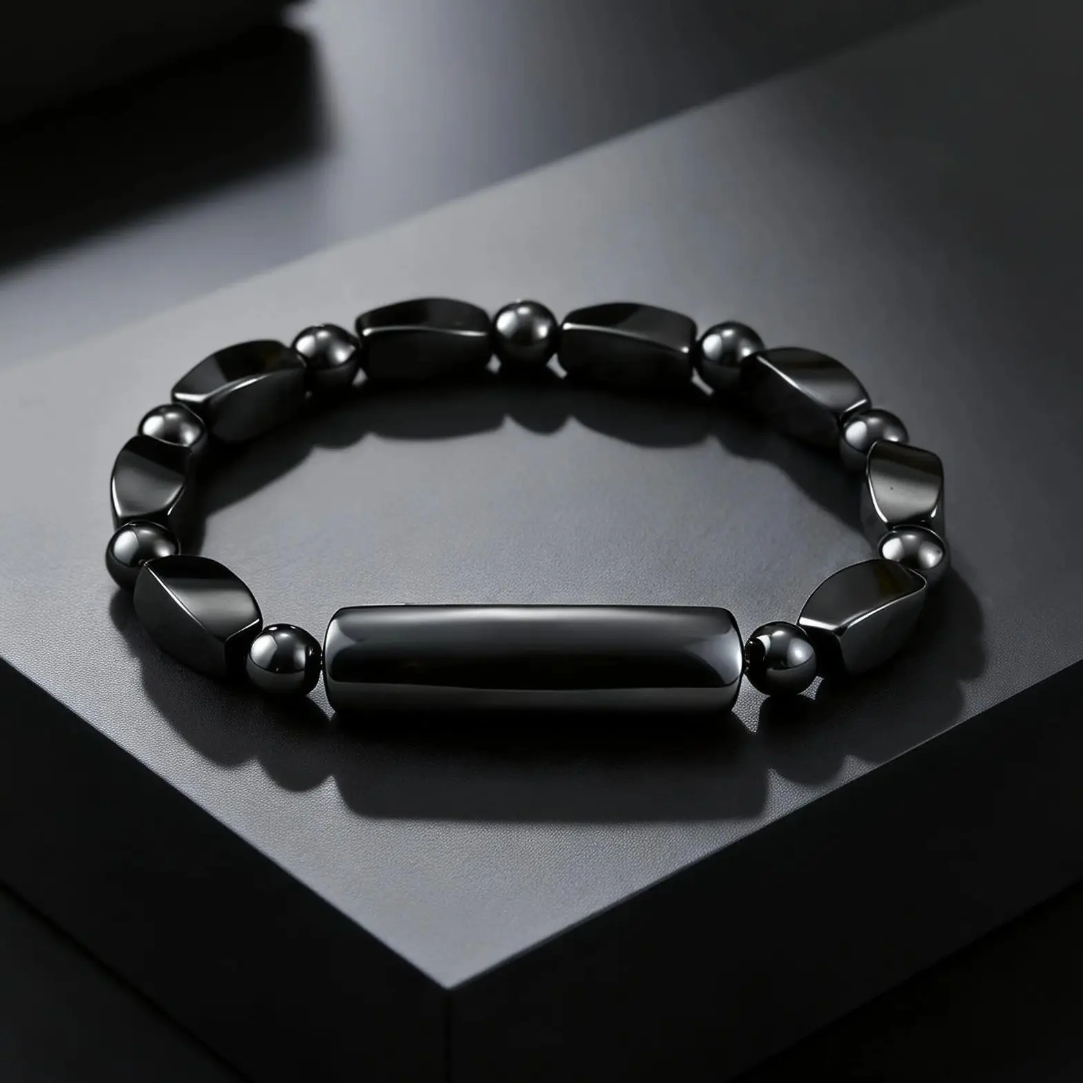 Hematite Bracelet for Men Black Natural Stone Stretch Bracelet Reclaim Your Confidence Inspirational Fashion Jewelry Gift