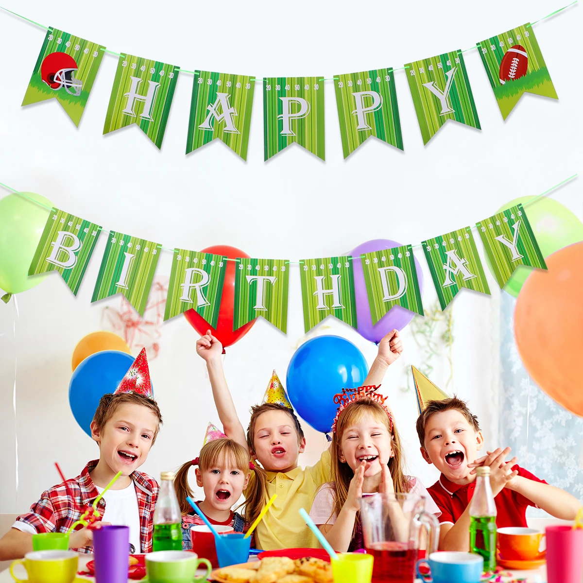 

1 set 1 Set Football Theme Birthday Banner Garland Party Decoration Flag Bunting Sports Decorative Hanging Set For s