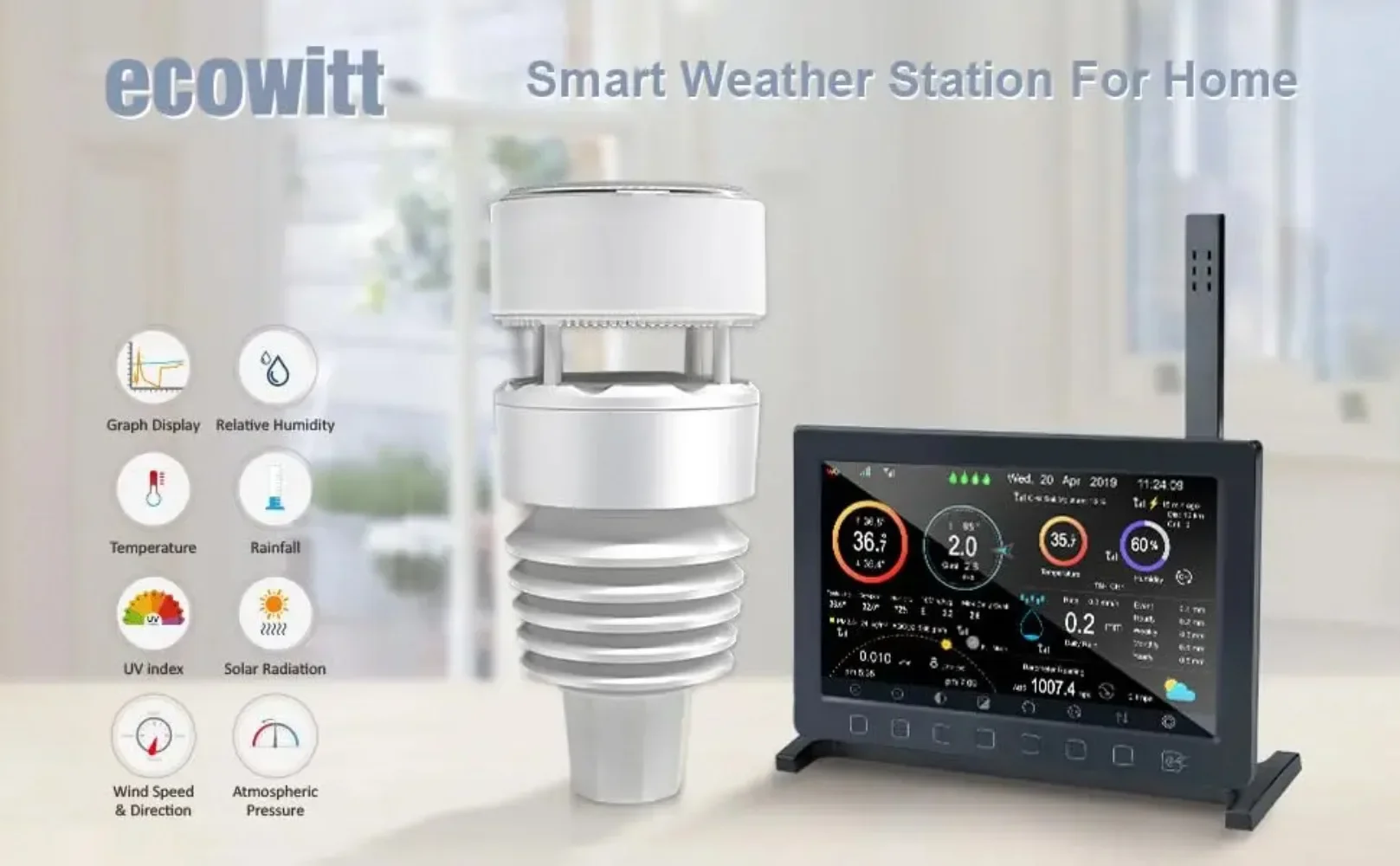 ECOWITT-Estación Meteorológica Wittboy Pro HP2564, con consola de pantalla TFT de 7 pulgadas HP2560 y WS90 para exteriores, nueva actualización de 2023