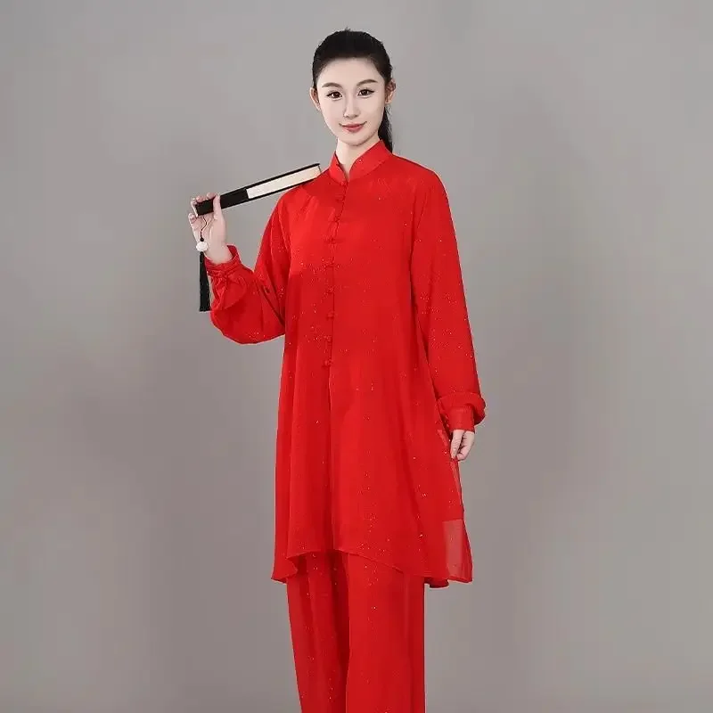 new chinese retro style daily tai chi performance costumes men women's tai chi martial arts practice costumes 2 piece set