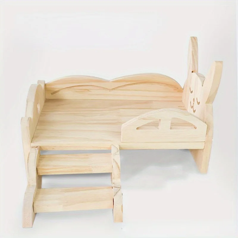 Solid Wood Pet Rabbit Bed for Warmth All Season Use Dirt Resistant Small and Medium-sized Bed Off The Ground Petbed