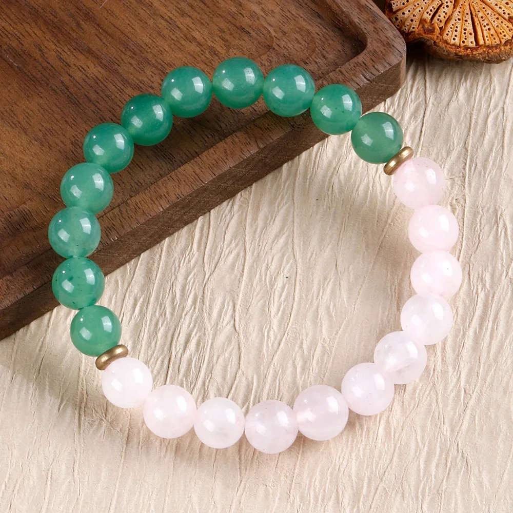Natural Green Jade Rose Quartz Bracelet Women Lucky Wealth Energy Crystal Beads Bracelet Fashion Jewelry Gift