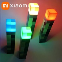 Xiaomi Minecraft Brownstone Torch Lamp LED Night Light Figure 4 Colors Bedroom Decorative USB Charging with Buckle Kids Toy Gift