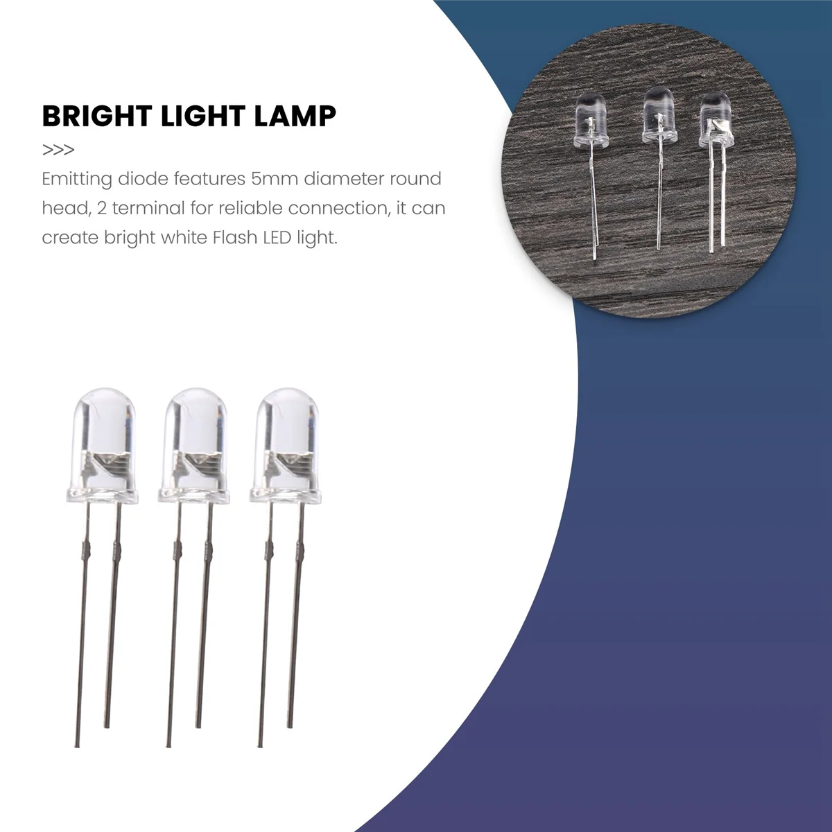 Diodo luminescente conduzido branco, lâmpada clara brilhante, CC 3v-6v, 5mm, 70 partes