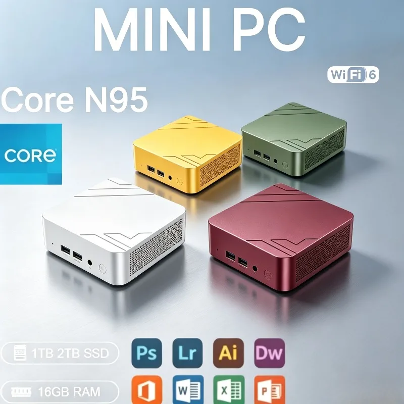 Intel Core N95 16GB RAM 1/2TB SSD WIFI6 BT5.2 4K Desktop PC Gaming Computer Compact Small Pocket Computer Mini PC