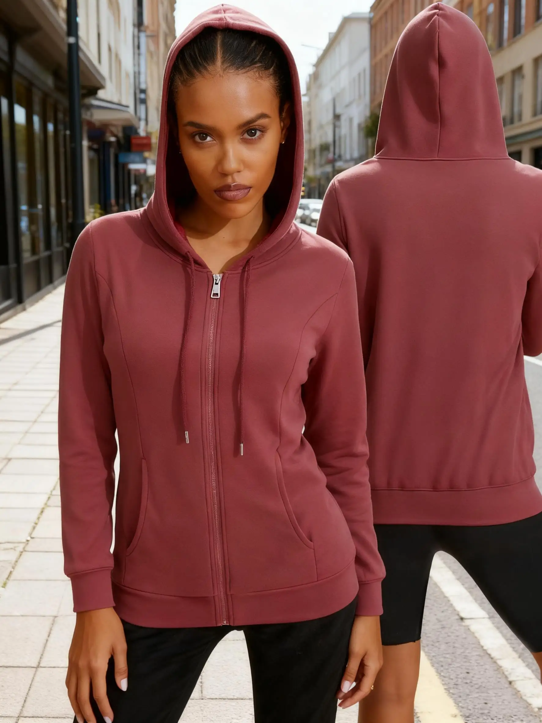 

Women's Winter Fleece-Lined Hoodies Yoga Suit Casual Autumn Jacket Soft Slimming Woman Sportswear Jogging All-Match Hoody
