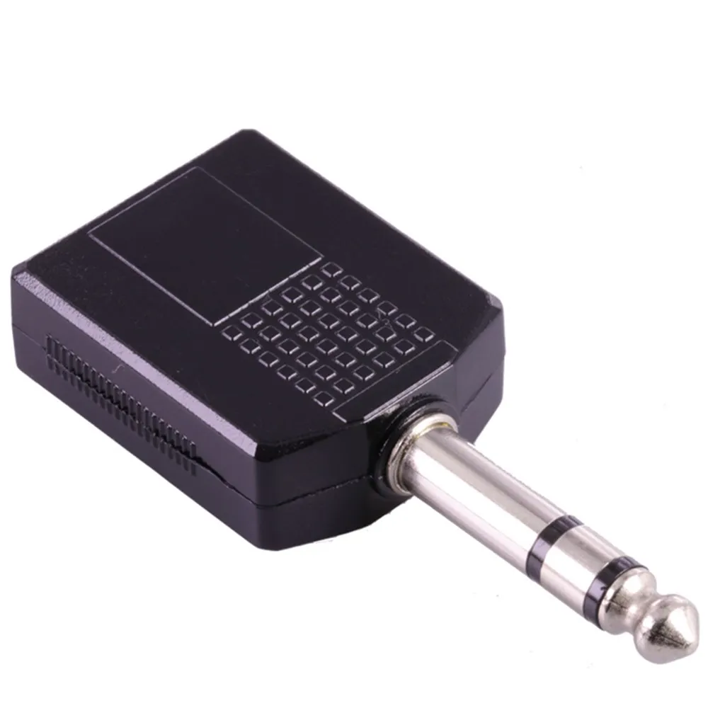 6.35mm 1/4 inch Mono/Stereo Audio Jack Plug Adapter to Dual 6.35mm 1/4 inch Jack Headphone Microphone Y Splitter Converter