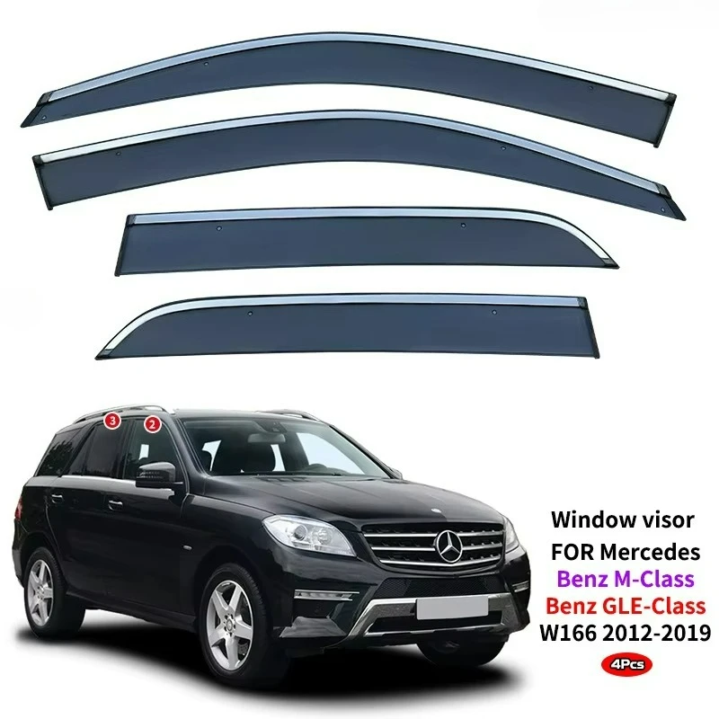 Fit For Benz M Class W164  ML 350 400  550 W166 GLE 16-19 Car Window Visor Awnings Shelters Vent Shades Sun Rain Deflector Guard