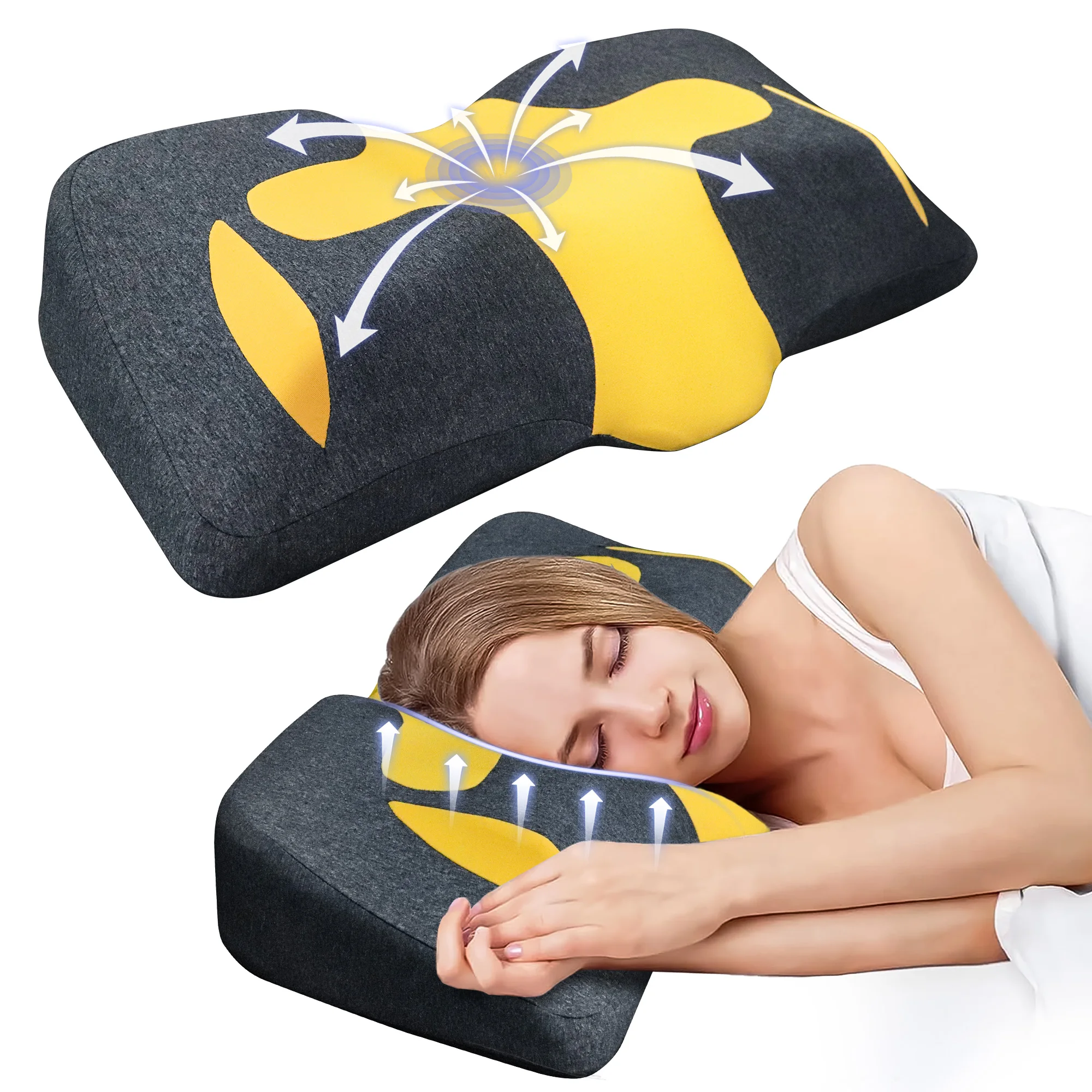 New Memory Foam Pillow Ergonomic Neck Support Zero-Pressure Design For Comfortable Sleep Relaxation Neck with Pillowcase Home