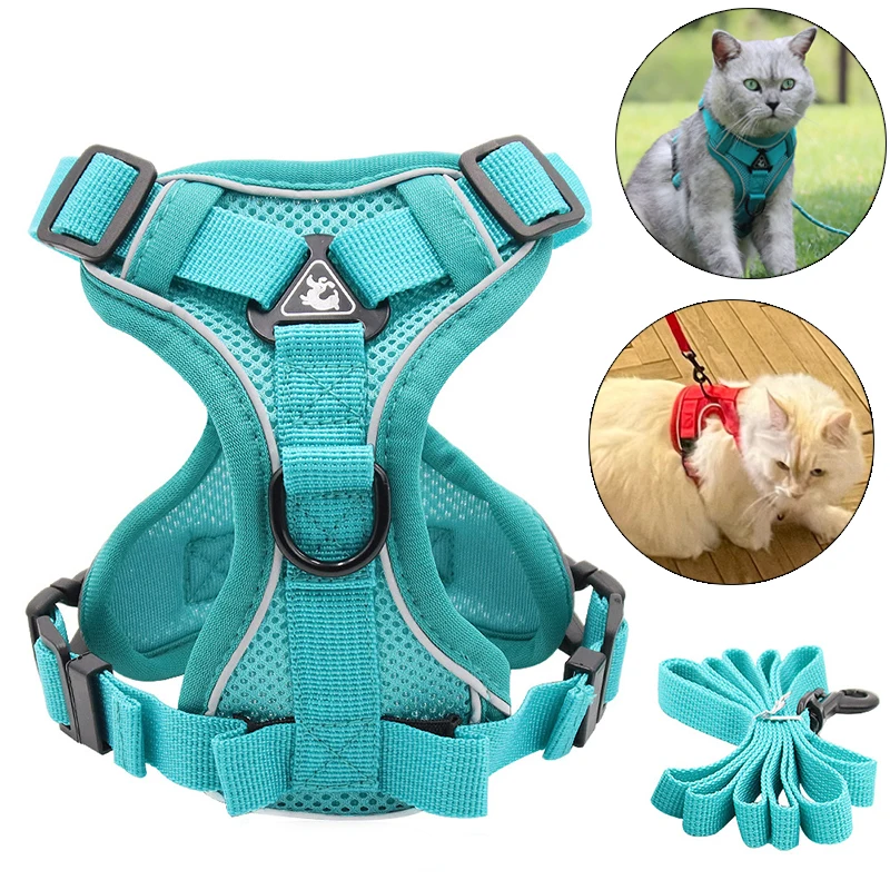 

Fashion Reflective Cat Harness and Leash Sets Breathable Mesh Pet Harnesses for Small Dogs Cats Kitten Accessories