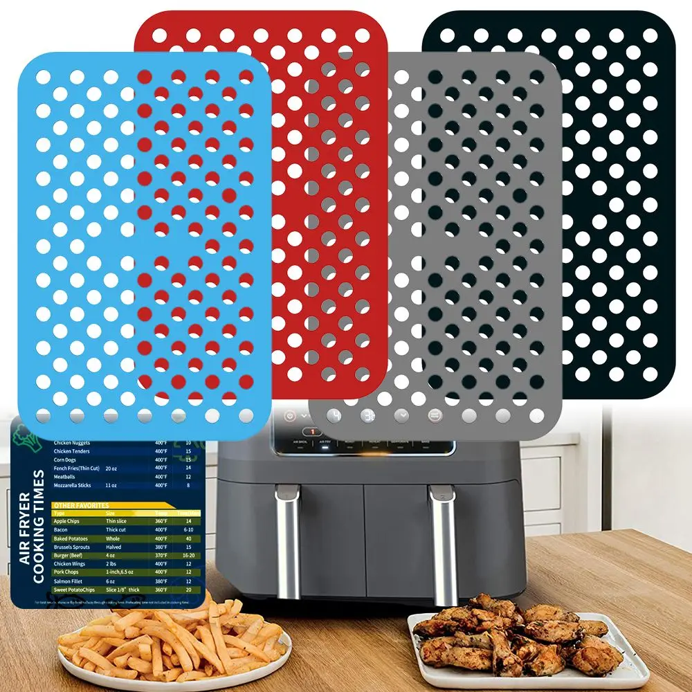 

Air Fryer Reusable Liners Accessories For Ninja Foodi DZ201 Rectangle Air Fryer Mat Silicone Liners