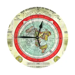 Gleason 1892 Flat Earth Map Research Flat Earth Wall Clock Room Decoration Clock Must-have Ornament Round