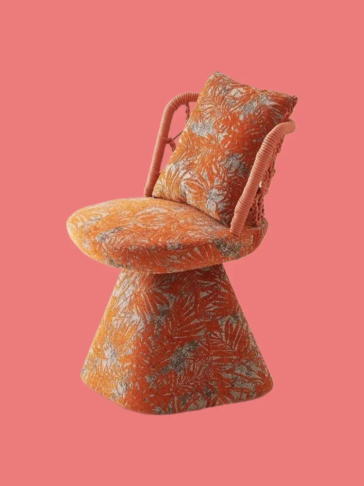 AABalcony Leisure Cushion Light Luxury Dining Chair Embroidered Color Matching Fabric 360-Degree Rotating Advanced Cosmetic