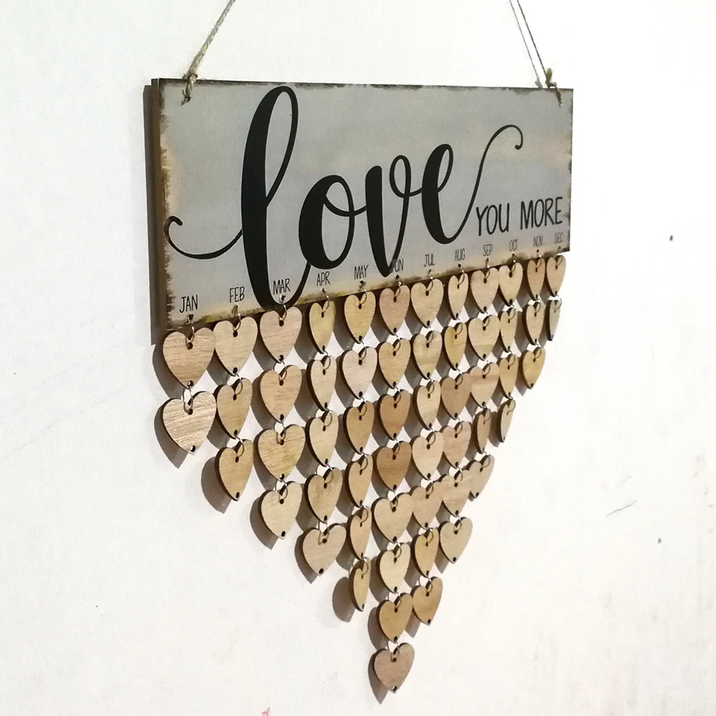 

Wooden Plaque Calendar 40x12x0.5cm Colorful Wall Decor Family Birthday Reminder Discs Iron Loops Easy Assembly Great Gift