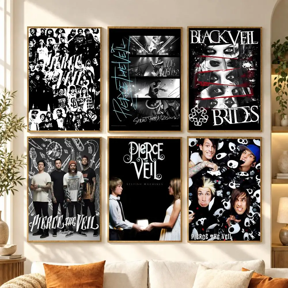 Rock Band P-Pierce The Veil Poster Stickers Mural Painting Self-Adhesive Wall Art Decals for Bedroom Living Room Home Decor Gift