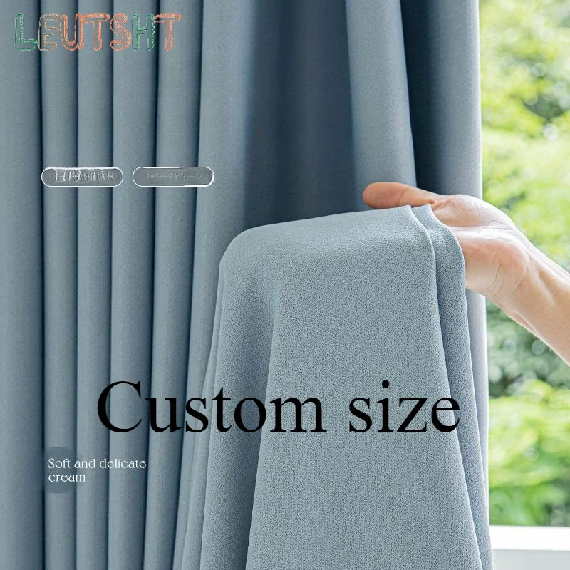 

European Cream White High-end Chenille Blackout Curtains High-end Solid Color Curtains for Living Dining Room Bedroom Custom