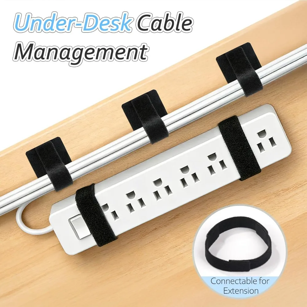 4-28Sets Self-Adhesive Ties Reusable Cable Organizer Ties Holder Adjustable Cord Storage for Office Desk Management Wire Strap view 4