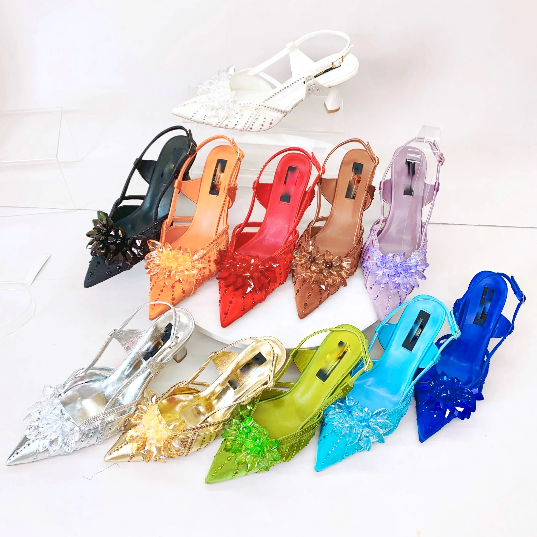 

LNATISNOVA Lady Silver Color Banquet Gems Shoes and Bags Women's Rhinestones Clutch With stiletto sandals Women High Heel Shoes