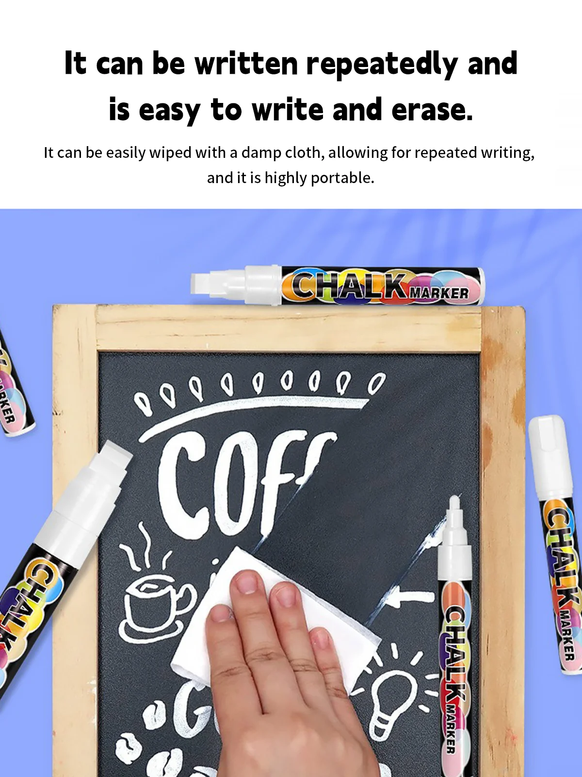 White Liquid Chalk Graffiti Erasable Advertising Fluorescent Board Pen Water-soluble Dust-free and Dirty Hands Chalkboard Pen image 6